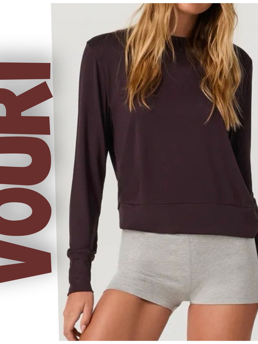 Vuori Daydream Long-Sleeve Crew in Deep Chocolate Brown